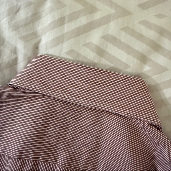 Ermenegildo Zegna Men's Burgundy Red Striped Dress Shirt - Picture 4 of 8